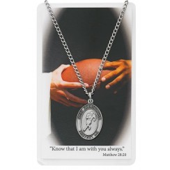 Boys St. Christopher Pewter Football Medal with Prayer Card