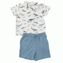 Angel Dear Sharks Polo Shirt and Short Set